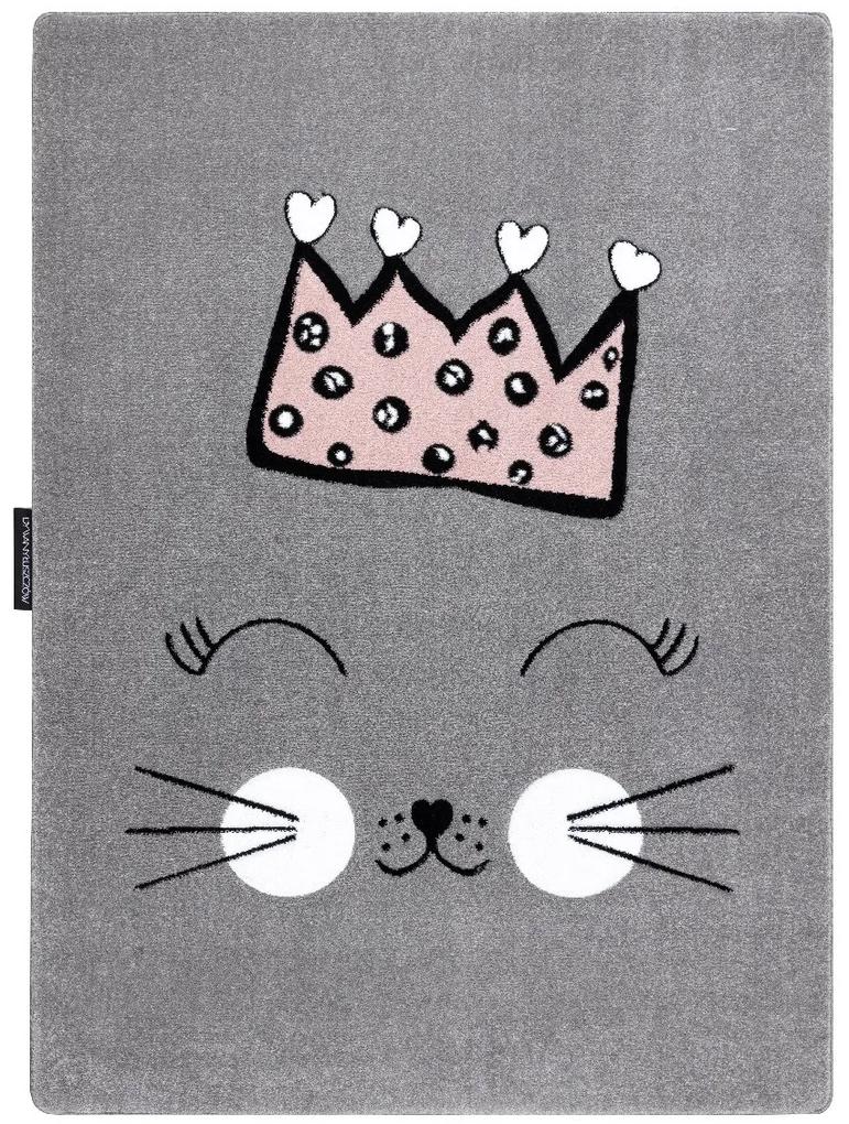 Dywany Łuszczów Detský kusový koberec Petit Cat crown grey - 120x170 cm