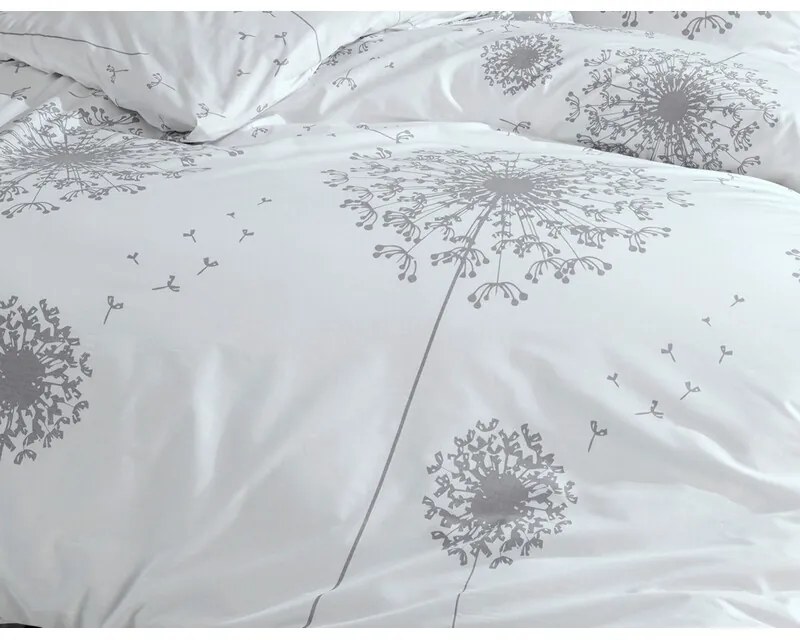 BedTex Bavlnené povlečení Pampeliška šedá, 220 x200 cm, 2 ks 70 x 90 cm