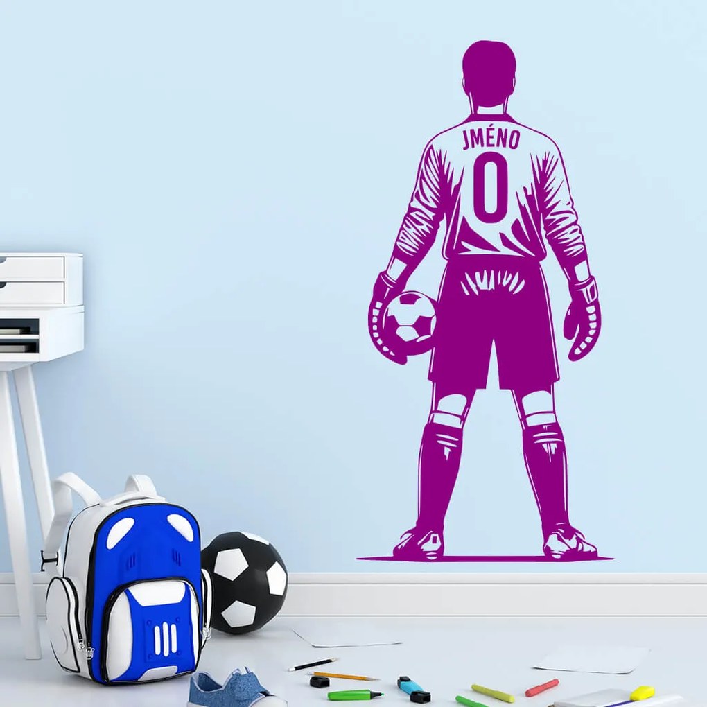 Veselá Stena Samolepka Futbalový brankár s menom Farba: červená, Veľkosť: 80 x 40 cm