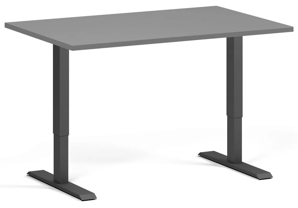 Výškovo nastaviteľný stôl, 120x80 cm, 1 motor, čierna podnož, grafit
