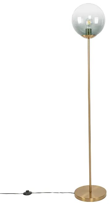 Art Deco stojaca lampa mosadz s zeleným sklom - Pallon