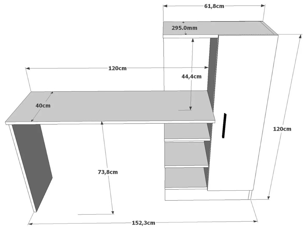 Písací stôl Tele 152,3 cm hnedý/čierny