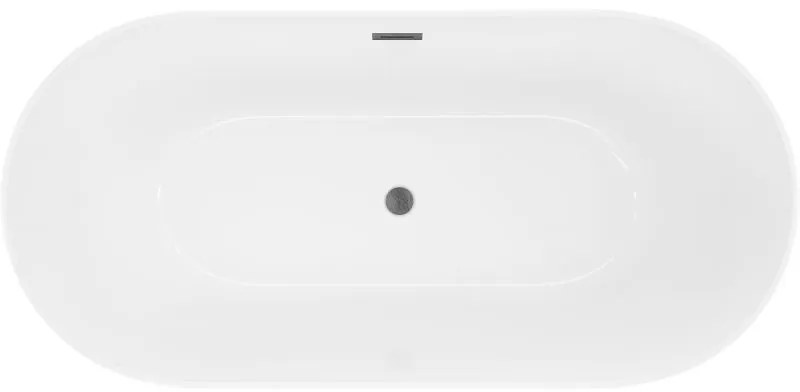 Mexen Luna, Slim voľne stojaca vaňa 170 x 75 cm, biela, prepad brúsený grafit, 52041707500-66