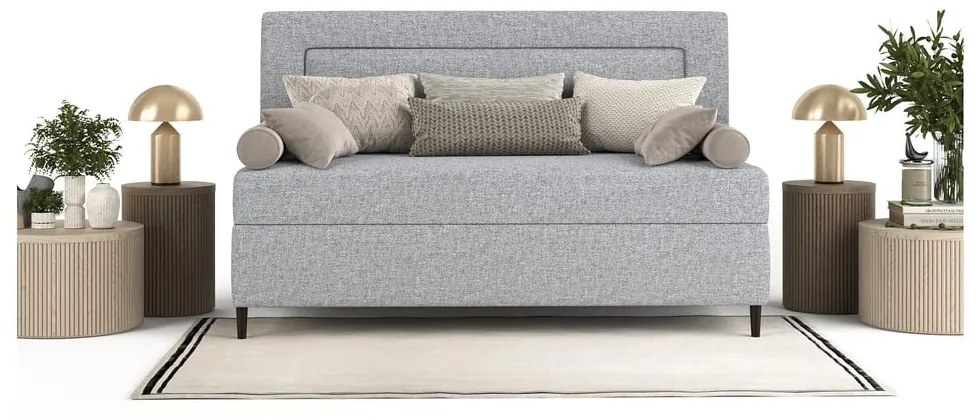 Sivá čalúnená jednolôžková posteľ 90x200 cm Alba – Maison de Rêve