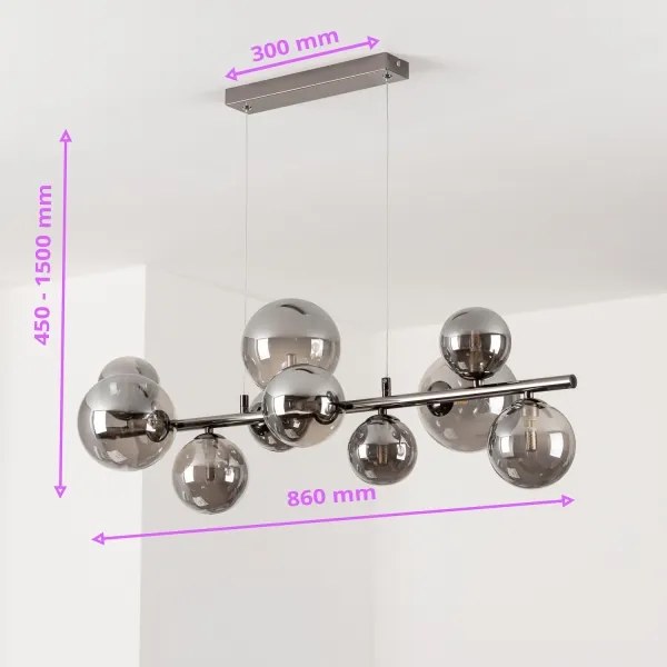 Brilagi - LED Luster na lanku MILLA 10xG9/3W/230V lesklý chróm/dymová