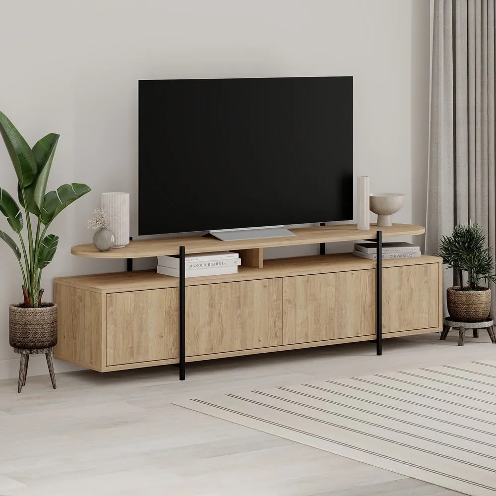 TV stolík v dekore duba v prírodnej farbe 160x48 cm Hinoa – Marckeric