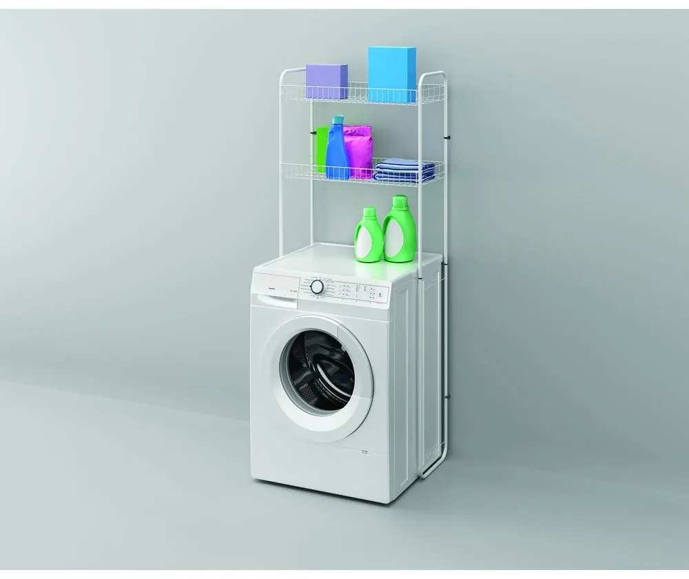 Biela dvojposchodová polica nad práčku Metaltex Sky Wash