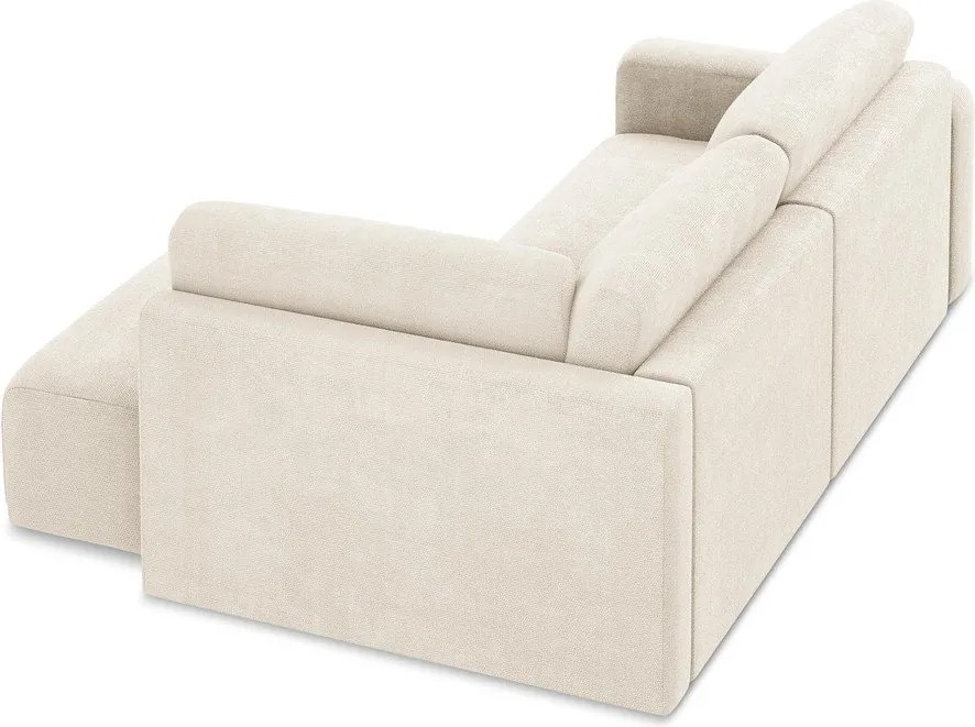 Krémovobiela ženilková rozkladacia/s úložným priestorom rohová pohovka (pravý roh/do L) Kona – Makamii