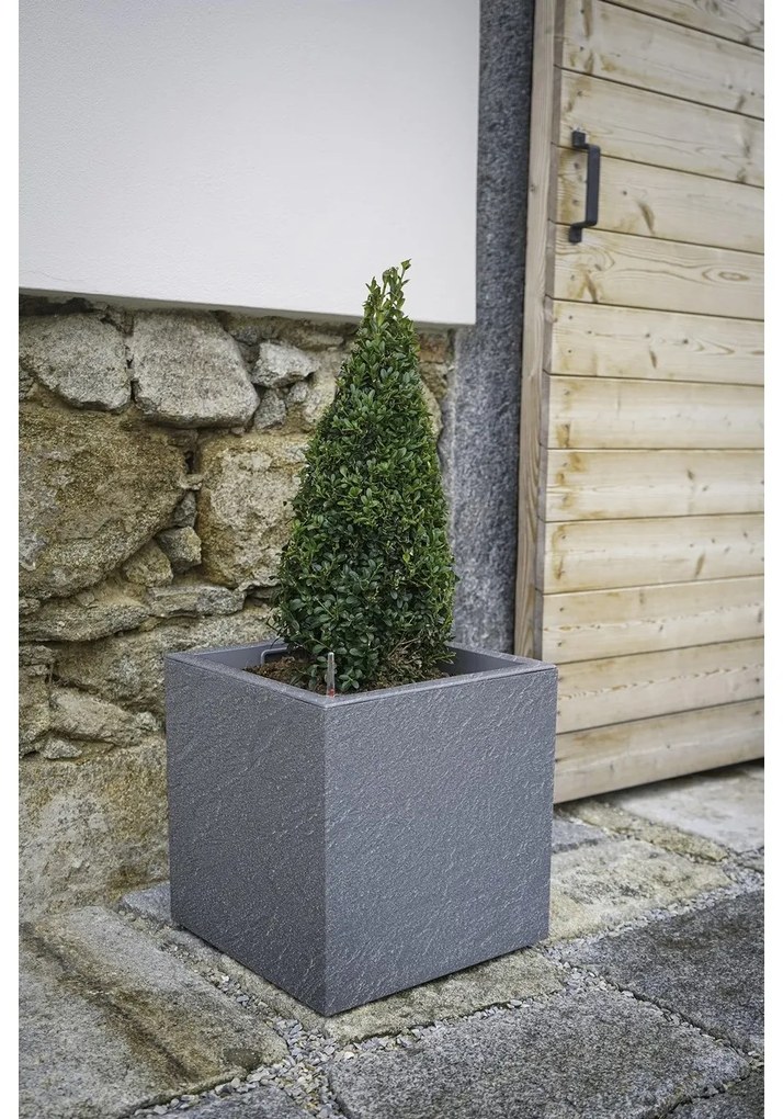 Flower Lover Samozavlažovací kvetináč Cubico Stone sivá, 27 cm, 27 cm