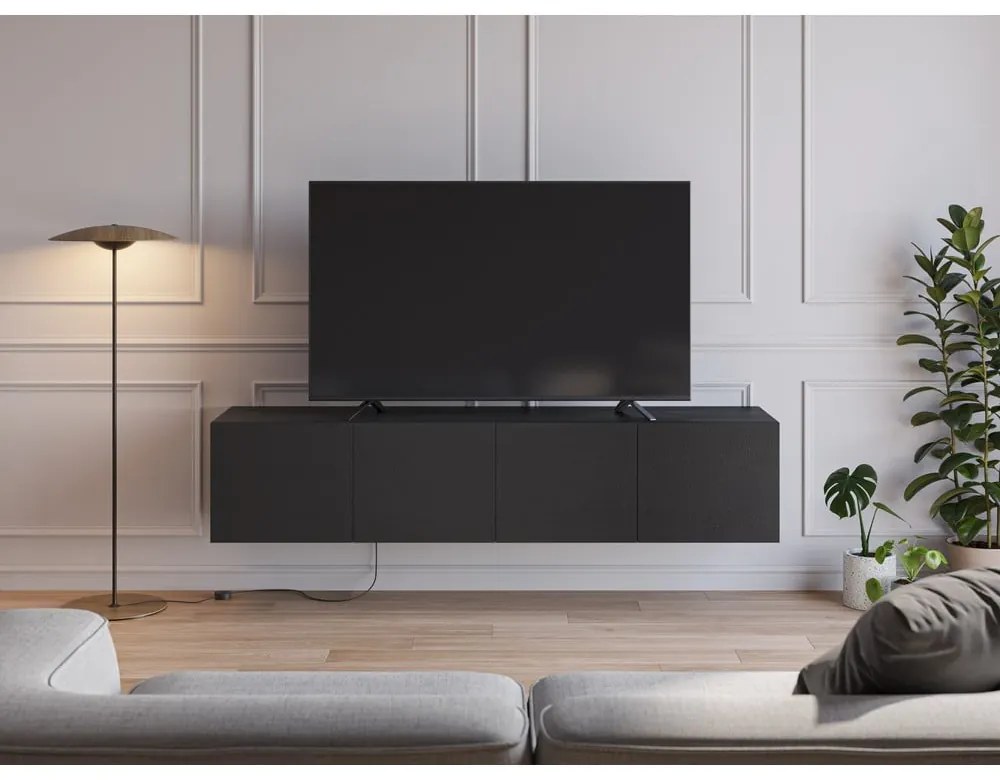 Čierny TV stolík 180x38x35 cm Daroca – Marckeric