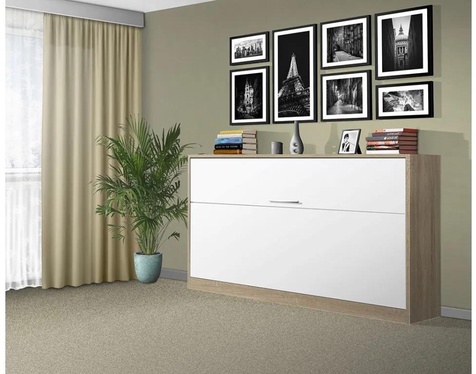 Nabytekmorava Sklápacia posteľ VS1056, 200x90cm farba lamina: antracit/biele dvere, Varianta dverí: lesklé
