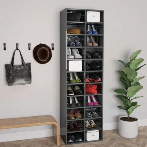 vidaXL Skrinka na topánky lesklá sivá 54x34x183 cm drevotrieska-