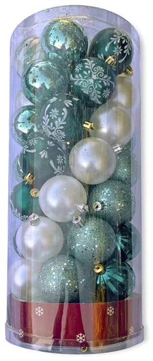 DECOLED Plastové ozdoby, prům. 6 cm, 50 ks, zelená