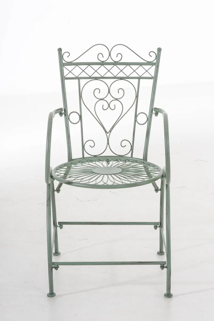 Kovová stolička Sheela s područkami - Zelená antik