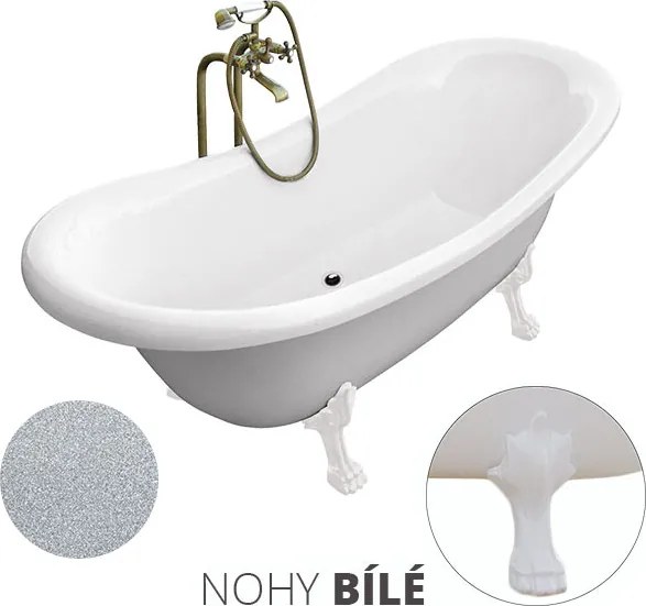 Besco Voľne stojaca vaňa zo sanitárneho kompozitu Amelia Glam S 190x77 bez prepadu BESCO-Typ výpuste: Click-Clack bez prepadu, chróm, BESCO-Nôžky: Ch…