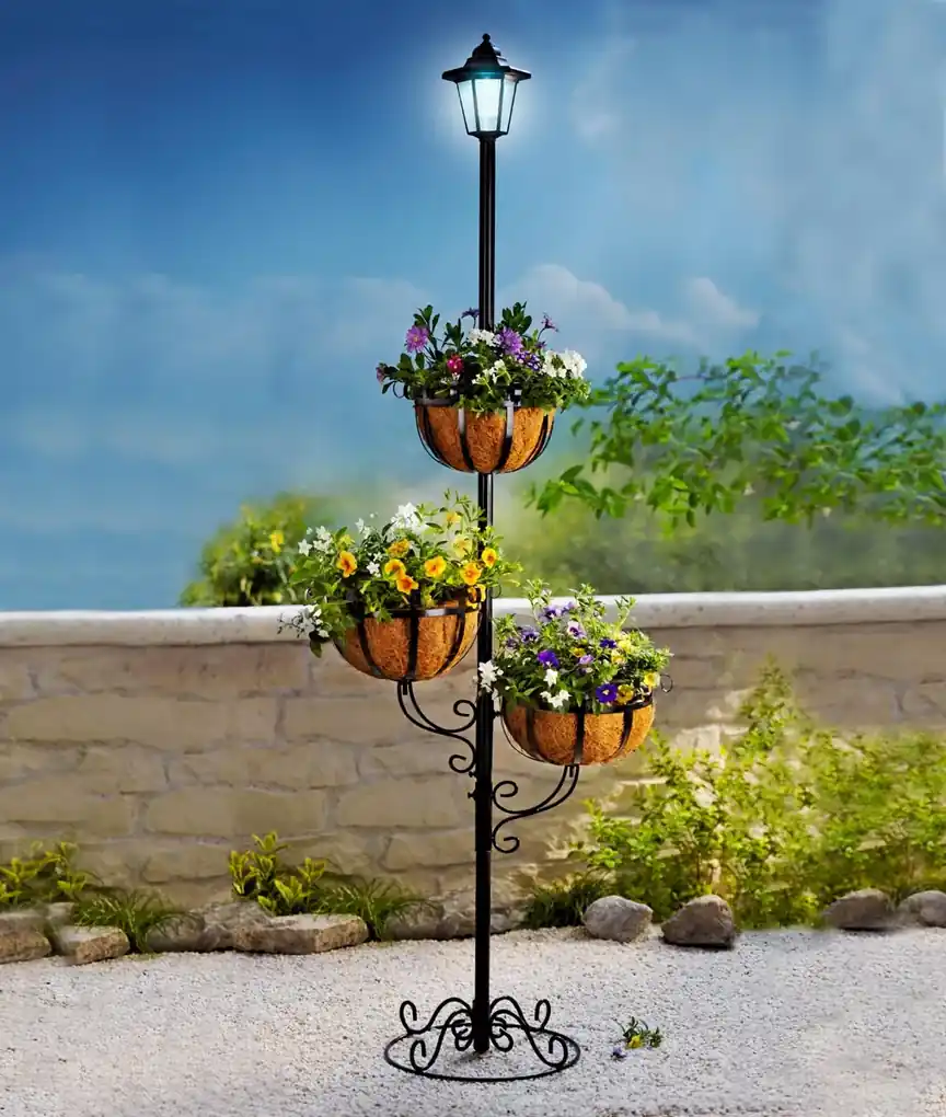 Kovový stojan na kvety s LED lampášom | BIANO