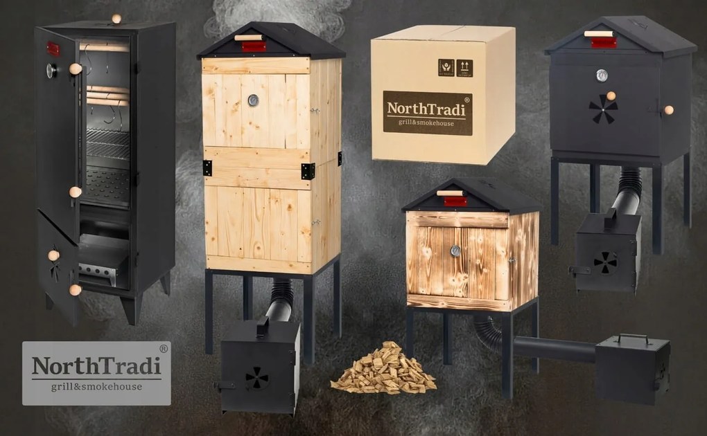 TRENDIE Udiareň XXL drevená s kovovým komínom