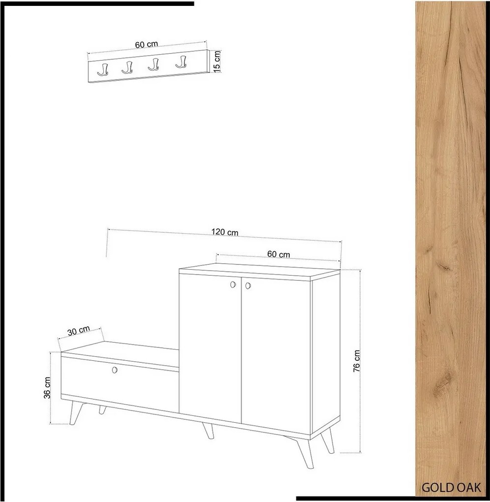 Predsieňová zostava Fiel Oak and White
