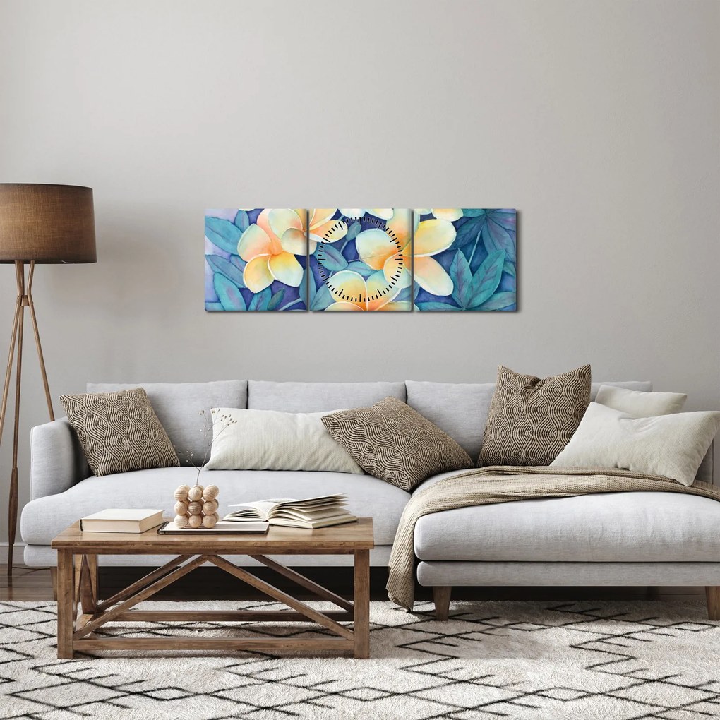 Obraz - Tropické kríky (s hodinami) (90x30 cm)