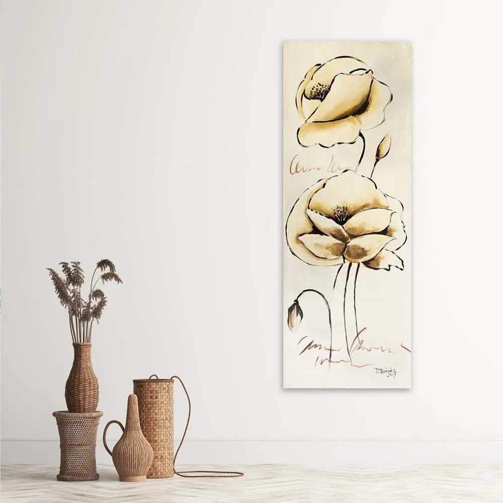 Obraz na plátně Květinová béžová vertikální příroda - 40x120 cm