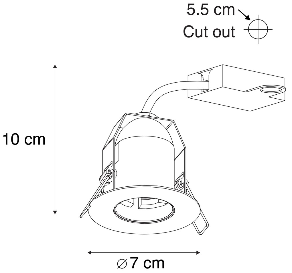 Sada 6 moderných zapustených bodových svetiel čierna - Insight