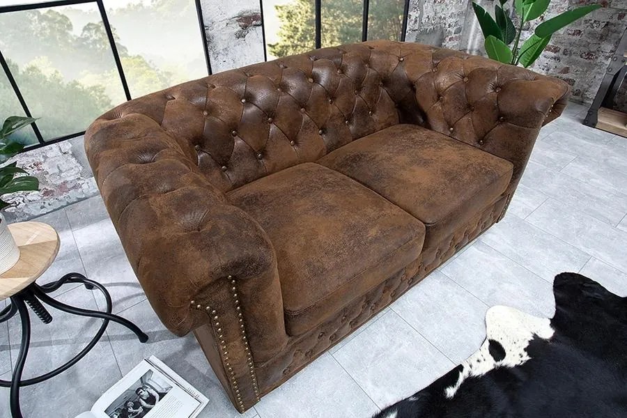 Dvojsedačka Chesterfield Vintage hnedá