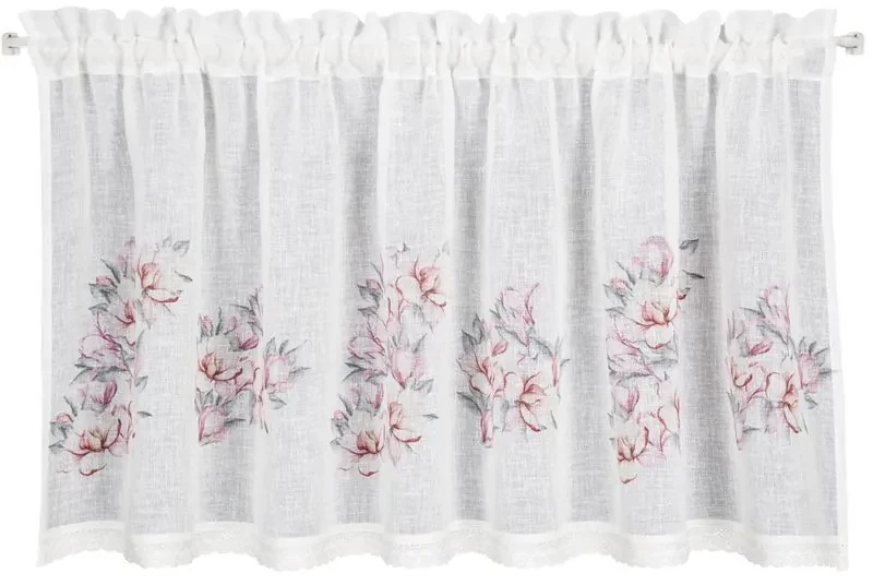 EUROFIRANY Záclona zdobená čipkou 150 cm x 60 cm ružová 100 % polyester