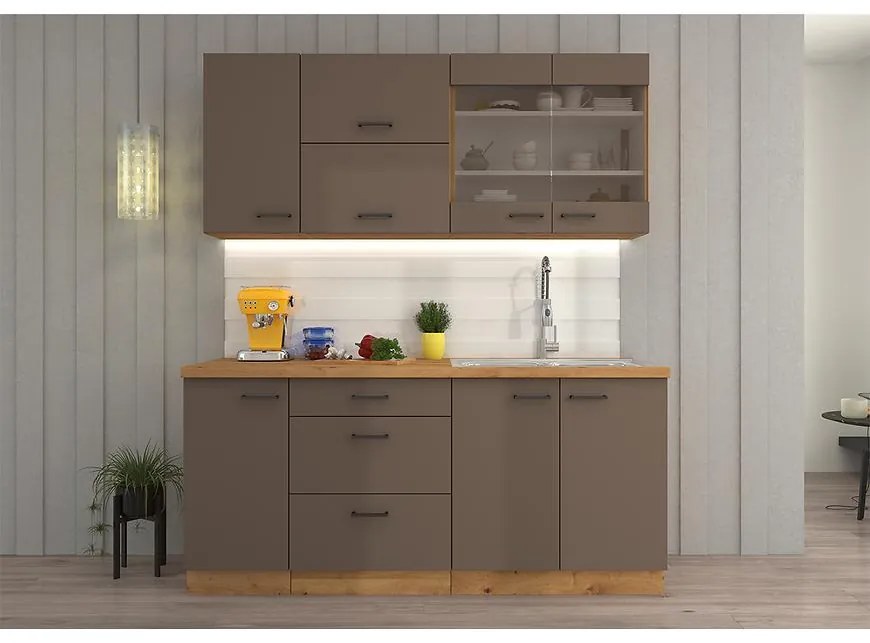 Kuchynská linka Bolonia hľuzovka/artisan 180 cm s pracovnou doskou