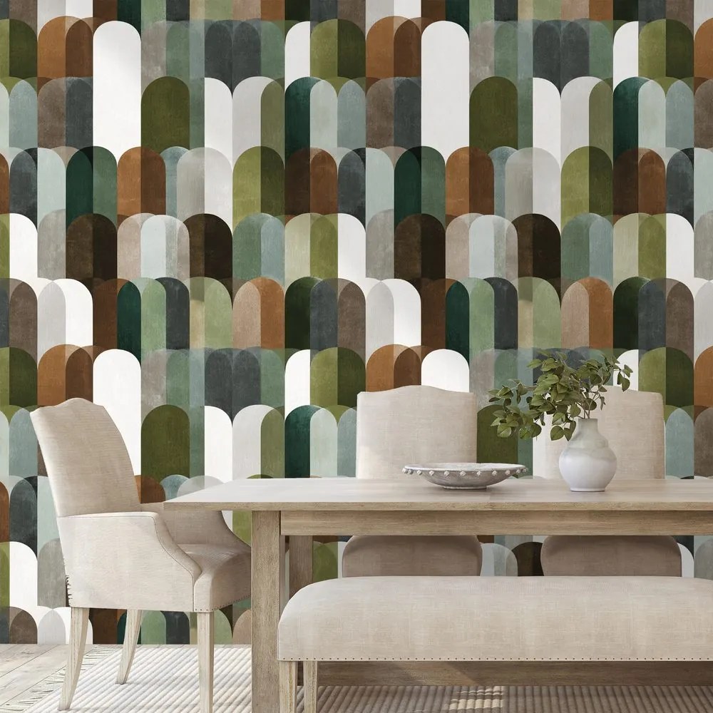 Fototapeta zelenohnedé oblúkové vzory