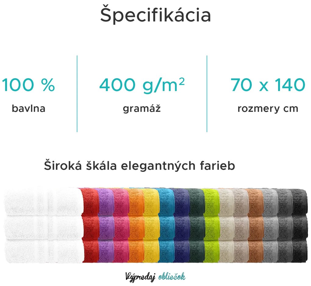 Osuška Classic 70 x 140 cm azúrová, 100% bavlna