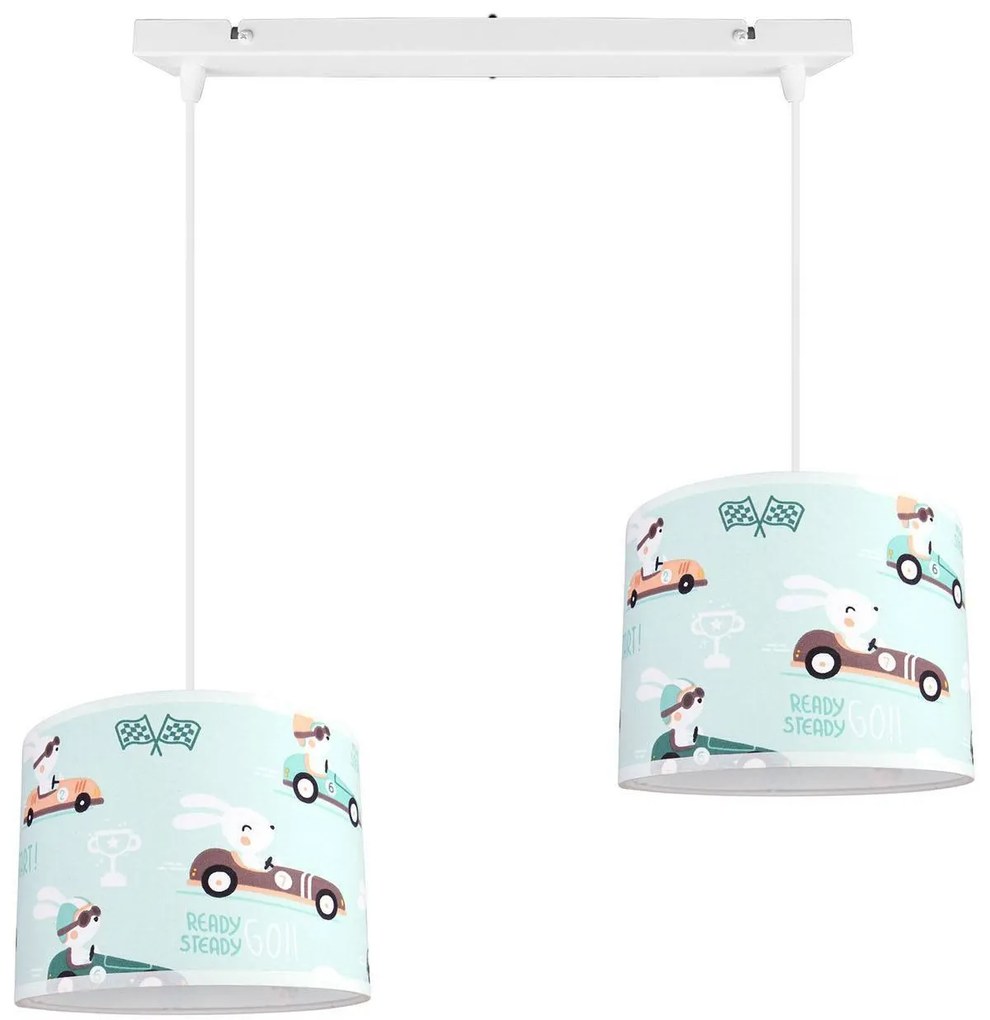 Detské závesné svietidlo Cone, 2x textilné tienidlo so vzorom (výber zo 6 farieb), (výber z 2 farieb konštrukcie)