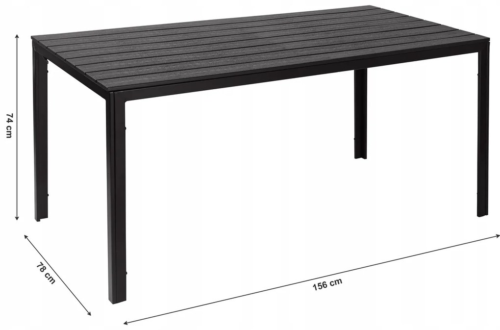 ModernHome Záhradný stôl 156 x 78 cm - Čierny