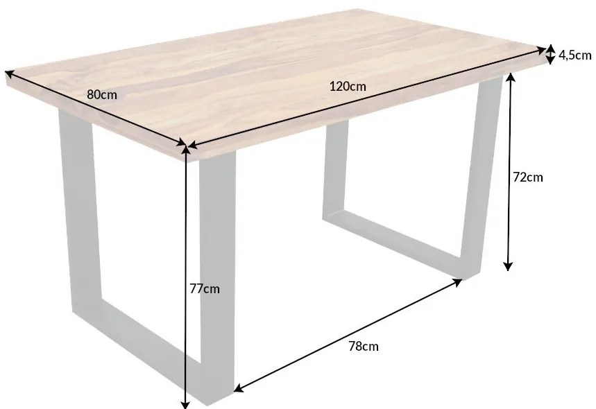 Jedálenský stôl Iron Craft 120cm Sheesham 45mm