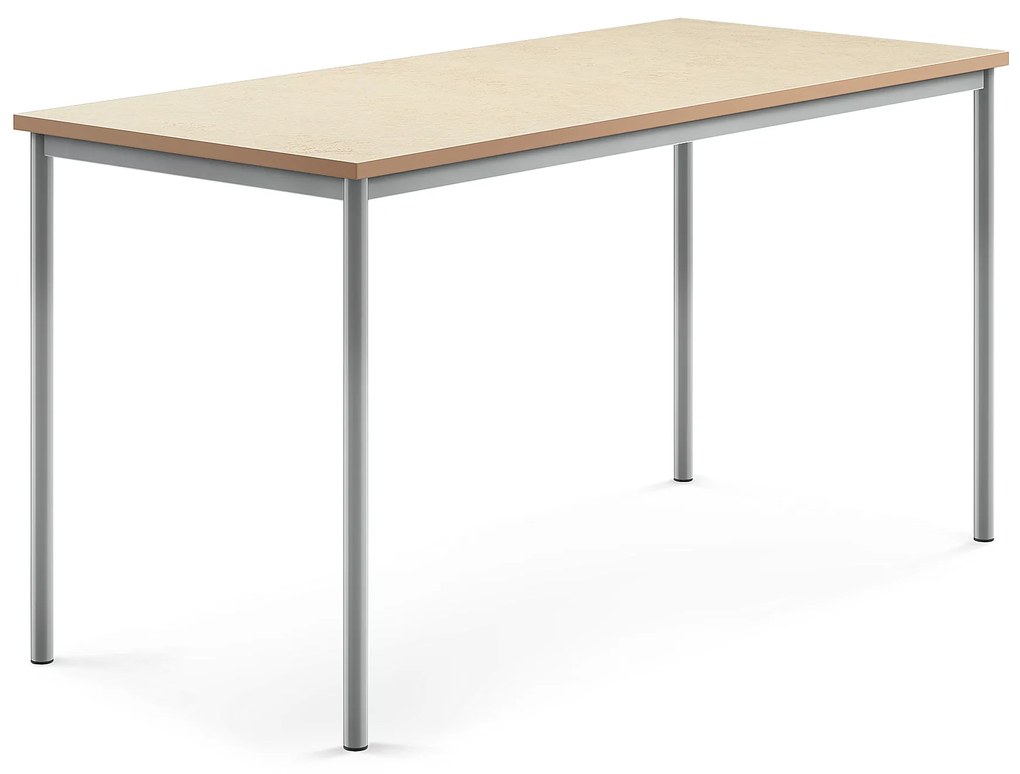 Stôl SONITUS, 1800x800x900 mm, linoleum - béžová, strieborná