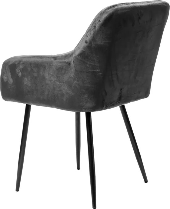 Sivé jedálenské kreslo MARLEN VELVET s čiernymi nohami
