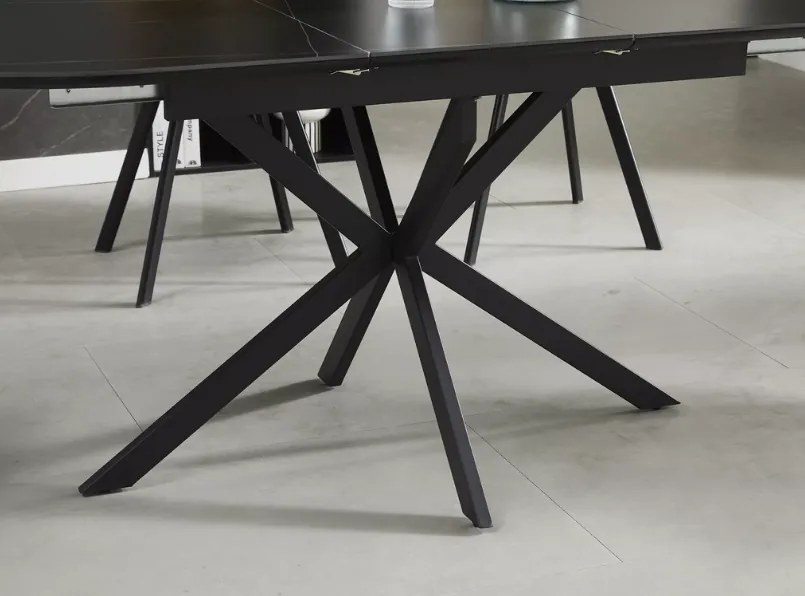 Okrúhly jedálenský stôl rozkladací GASTON CERAMIC 140 čierny mat/sivy mat