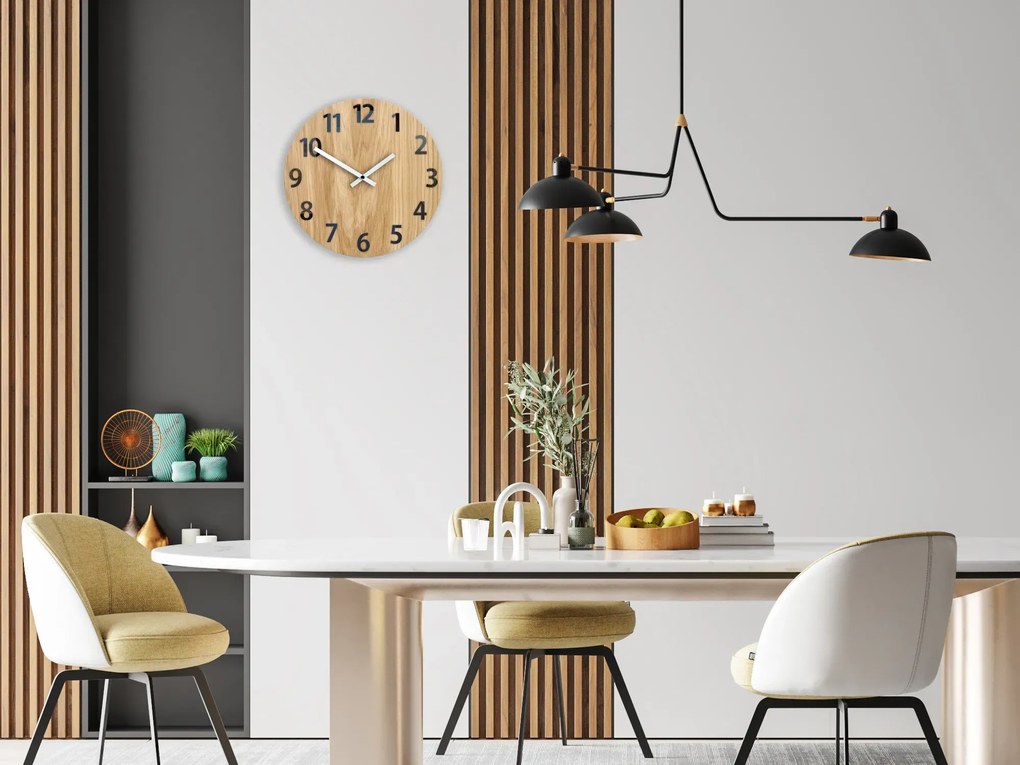 Dřevěné nástěnné hodiny Amadeus 33 cm bílé/černé