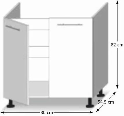 Drezová kuchynská skrinka Line D80 ZL - dub sonoma / biela
