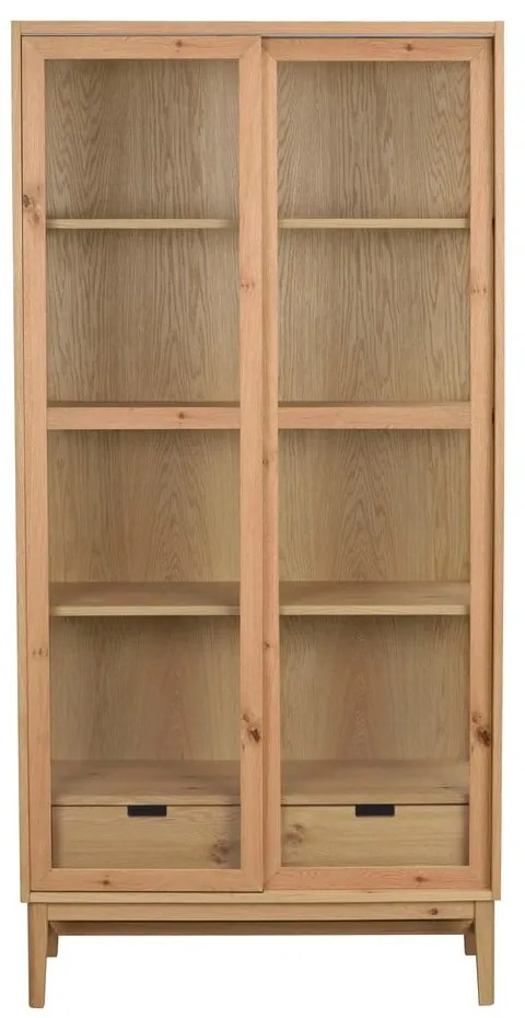 Vitrína v dekore duba s posuvnými dverami v prírodnej farbe 100x203 cm Hazelton – Rowico