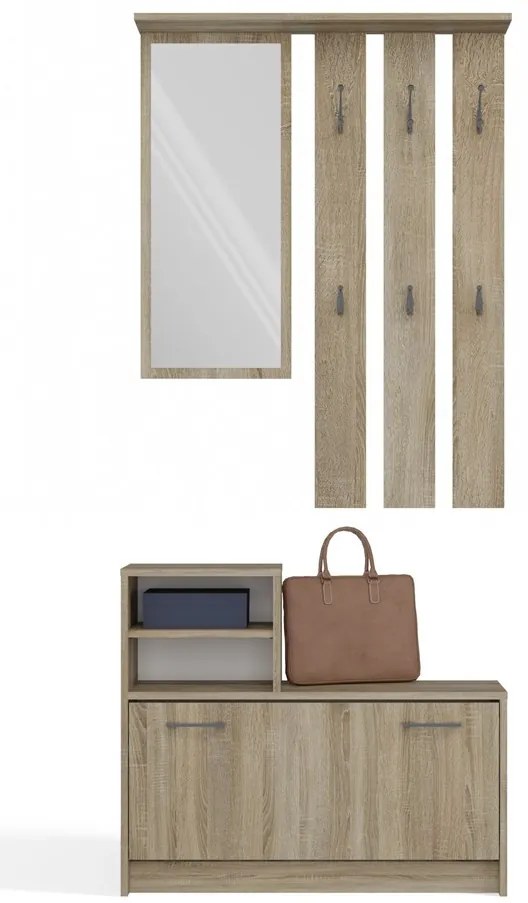 Predsieňová zostava Vayan 1 (dub sonoma) (so zrkadlom). Akcia -20%. Vlastná spoľahlivá doprava až k Vám domov. 1132527
