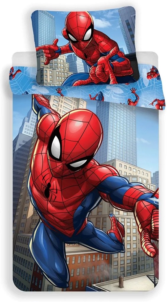 Jerry Fabrics Detské obliečky Spiderman Blue micro (048), 140 x 200 cm, 70 x 90 cm