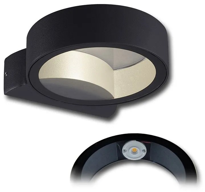 McLED Vonkajšie LED nástenné osvetlenie MERLIN, 5W, 3000K, IP65, čierne