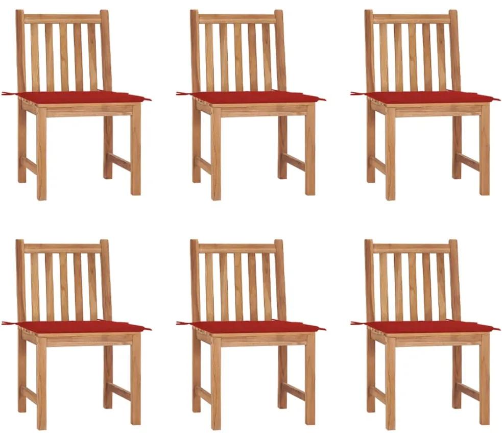 Záhradné stoličky 6 ks s podložkami tíkový masív 3073121