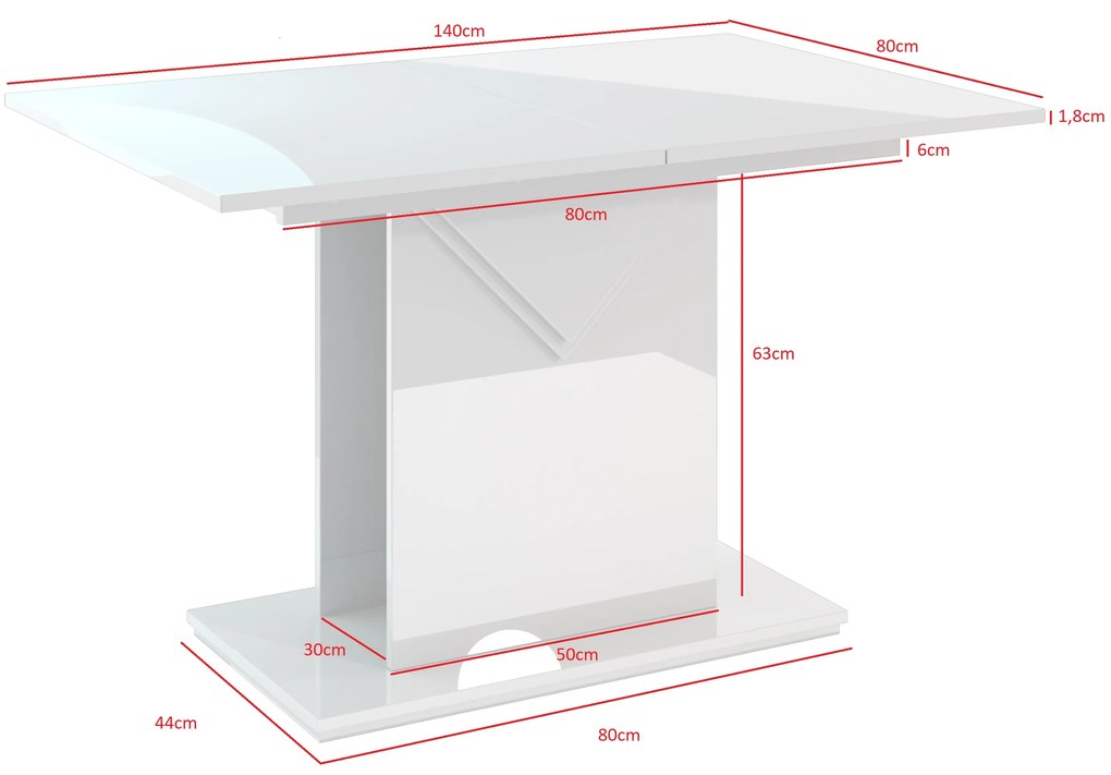 Jedálenský stôl Tonfir (svetlosivá + lesk biely) (pre 6 až 8 osôb). Vlastná spoľahlivá doprava až k Vám domov. 1055260