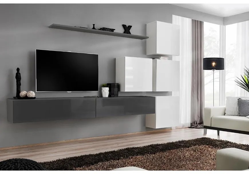 Obývacia stena Switch IX Grafit/Biely