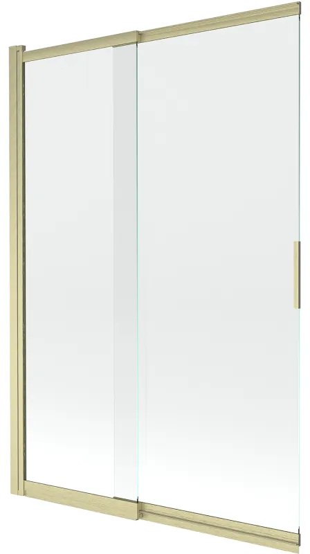 Mexen Fox, 2-krídlová posuvná vaňová zástena 120 × 150 cm, 5mm číre sklo, zlatý matný profil, 891-120-002-55-00