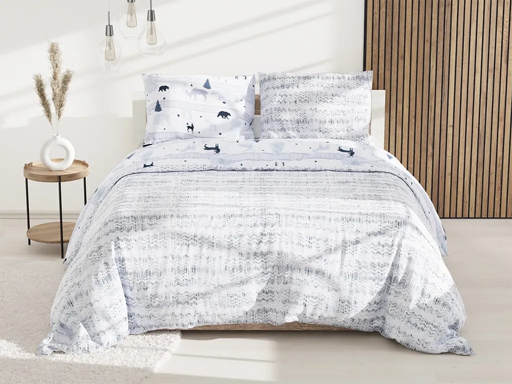 Bavlnené obliečky Renforcé SOBI A STROMKY biele Rozmer obliečky: 70 x 90 cm | 140 x 200 cm