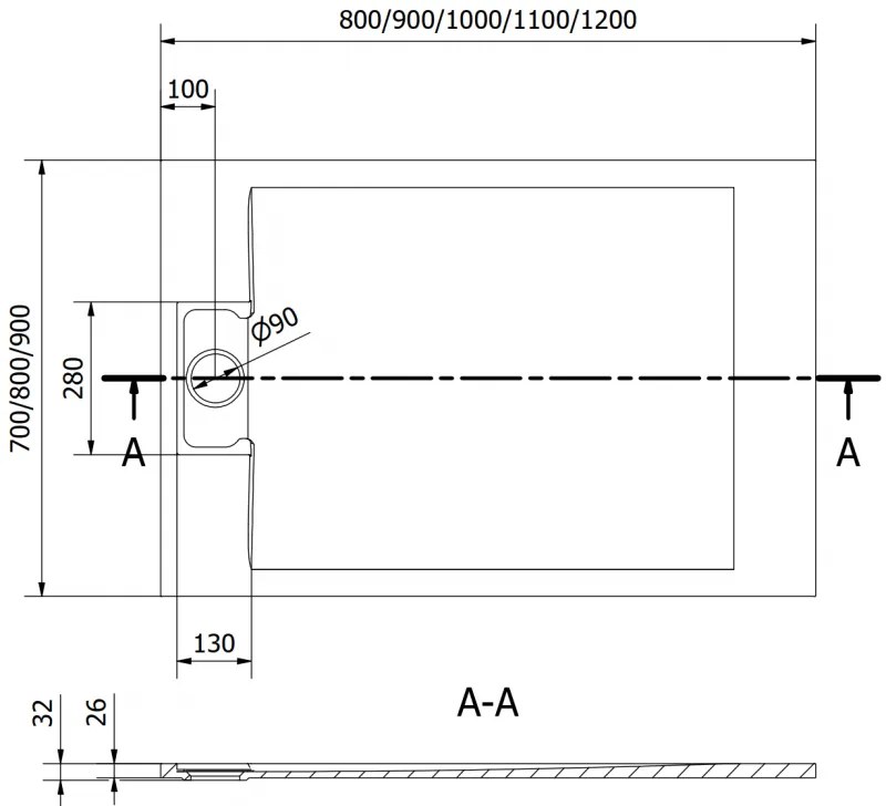 Mexen Otto, SMC obdĺžniková sprchová vanička 100 x 80 cm, čierna, 4N708010