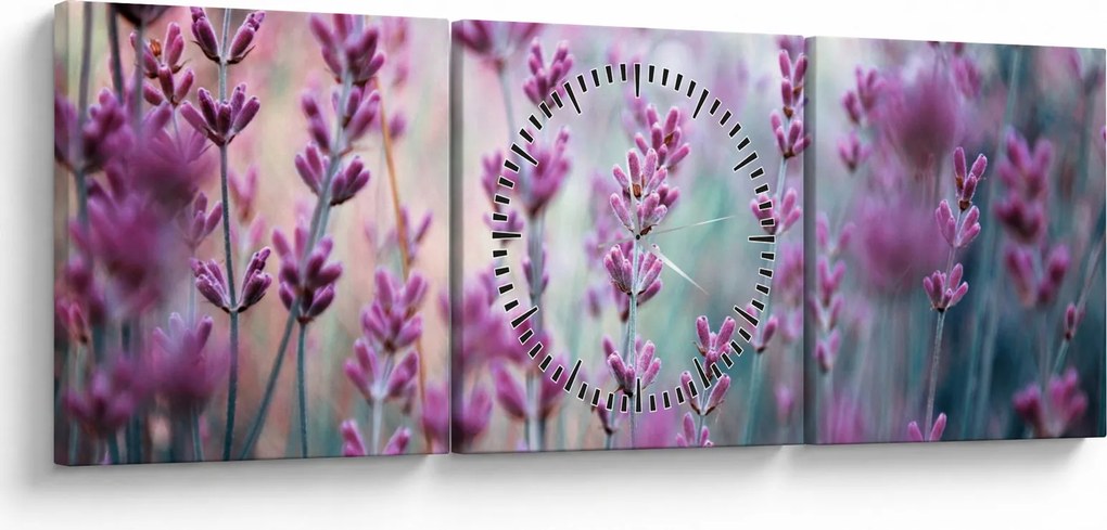 Obraz - Levanduľa (s hodinami) (90x30 cm)