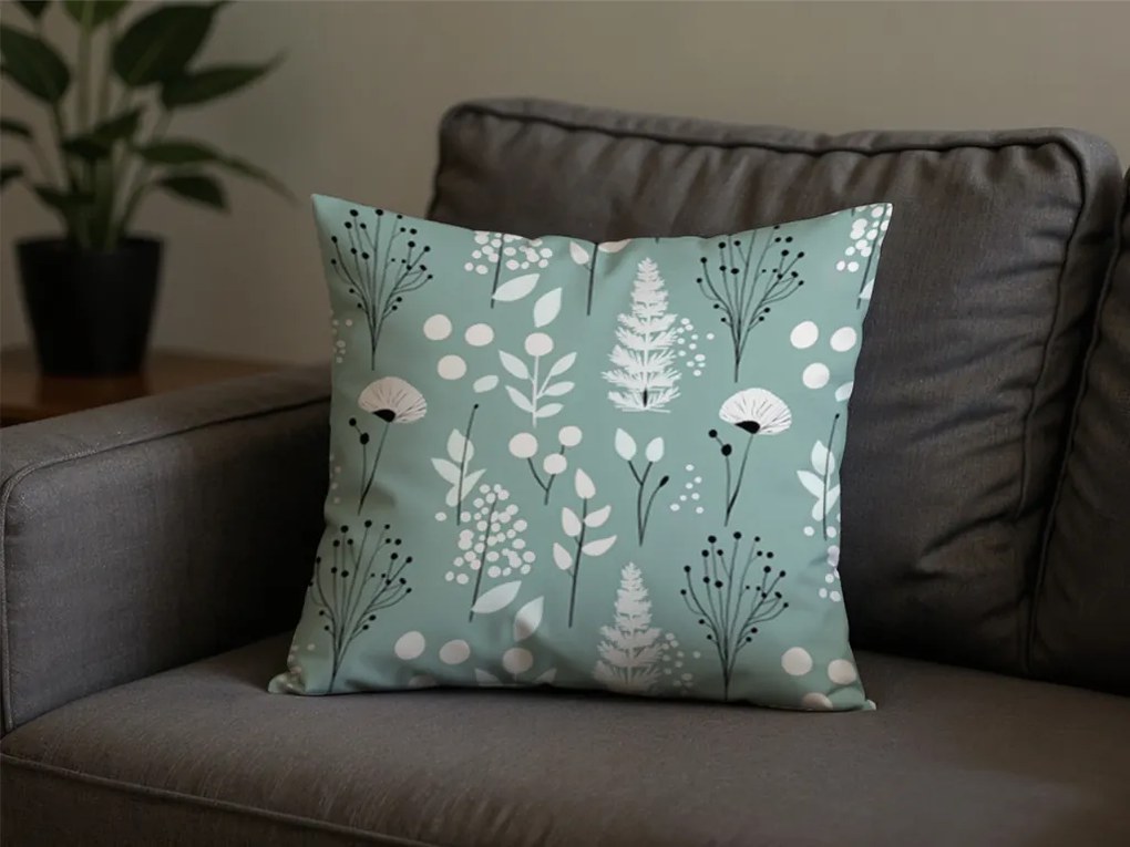 Dekoračná obliečka na vankúš WILD FLOWERS 45x45 cm, mentolová